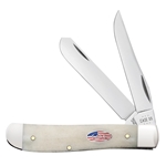 Smooth Natural Bone Mini Trapper with Flag Shield 14091 - Engravable