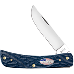 Case Blue Synthetic Handle Sod Buster Jr. with Flag Shield 39969 - Engravable