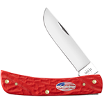 Case Red Synthetic Handle Sod Buster Jr. with Flag Shield 39968 - Engravable