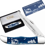 Case Christmas Navy Blue Bone Folding Hunter 10635 - Engravable