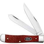 Case Dark Red Burlap Micarta Trapper CS 12270 - Engravable