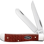 Case Dark Red Burlap Micarta Mini Trapper CS 12271 - Engravable