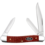 Case Dark Red Burlap Micarta Medium Stockman CS 12272 - Engravable